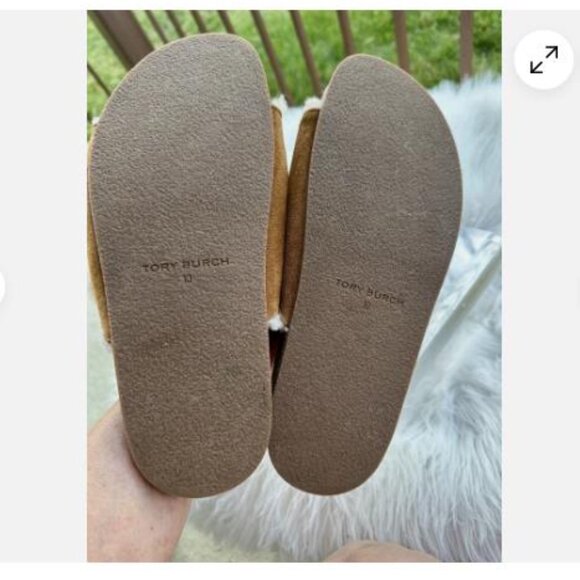 Tory Burch Anatomic Shearling Slides US 10 Sherpa 2 Strap Sandals Luxury - Picture 5 of 6
